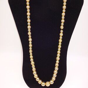 Vintage Gold Tone Graduated Metal Balls Single Strand Necklace 30" Korea